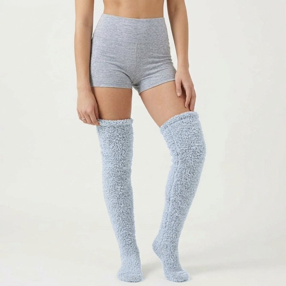 Light blue Fuzzelle slipper socks